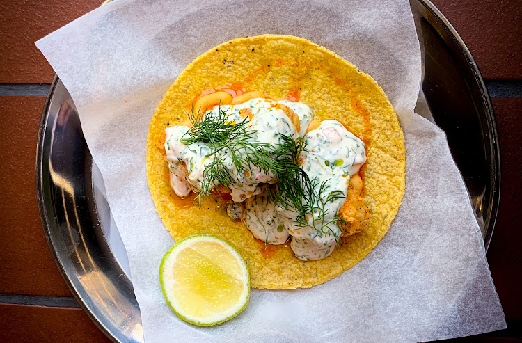 Fish taco from The Melting Pot Cafeteria.