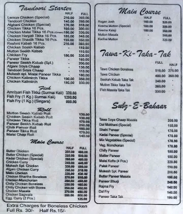 Mukesh Chic-Inn Hot & Spice menu 