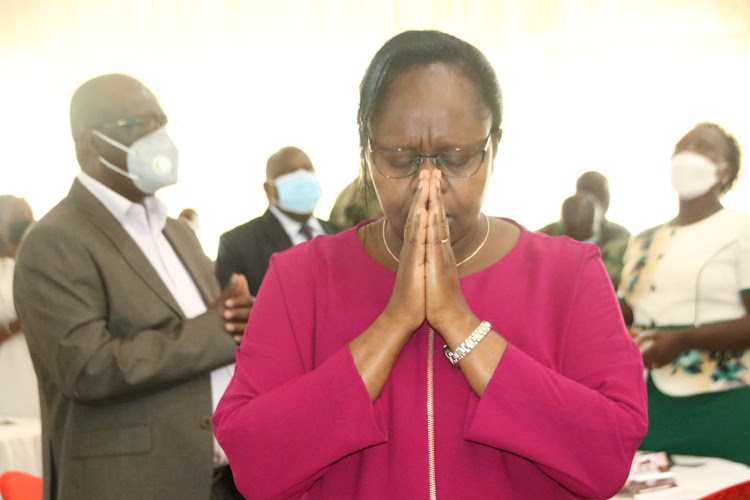 Deputy Governor for Nandi Dr Yulita Mitei at a prayer breakfast meeting organized for Kerio Valley region