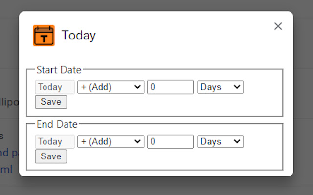 Set Dates chrome extension