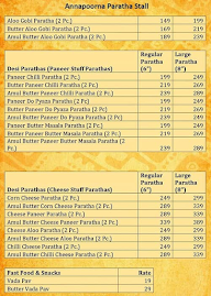Annapoorna Paratha Stall menu 2