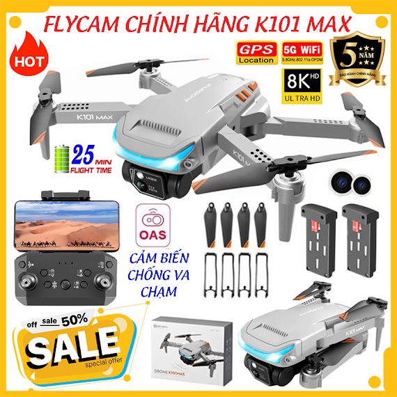 Máy Bay Flycam Drone K101 Max, Drone Camera Mini, Máy Bay Điều Khiển Từ Xa 4 Cánh Tầm Bay Xa, Lai Cam Điều Khiển Từ Xa, Phờ Lai Cam