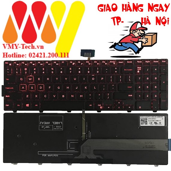 Bàn Phím Laptop Dell Inspiron 15 - 5577 15 - 5576 7559 7557 P57F Keyboard Led Đỏ