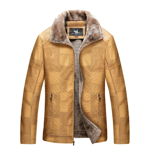 Title 5, Mens Middle-aged and Elderly Leather Jacket wi...