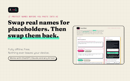 NameMask: Protect Names Before You Paste into AI screenshot 2