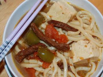 BEEF TOMATO W/TOFU AND UDON - Another japanese flavorful brothy dish