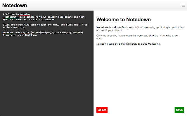 Notedown chrome extension