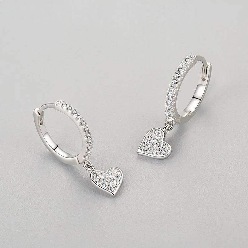 Title 5, S925 Sterling zilveren hartvormige oorclip voor...