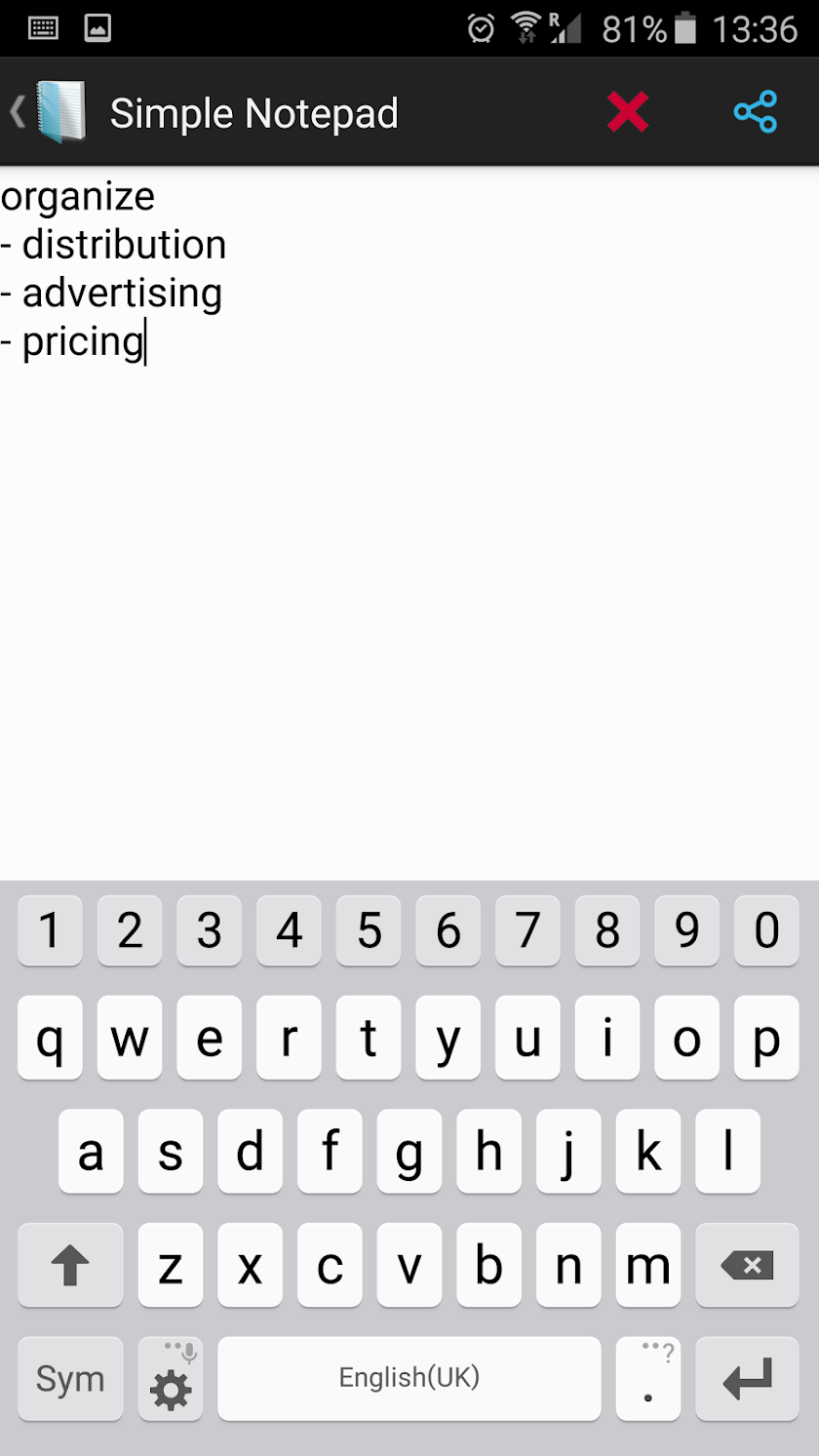 Simple Notepad Screen 2