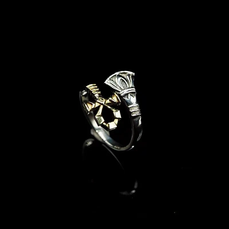 Anillo de pareja retro con cruz Anka egipcia tradicional, plata tailandesa 925 original hecho a mano, ideal como regalo único.