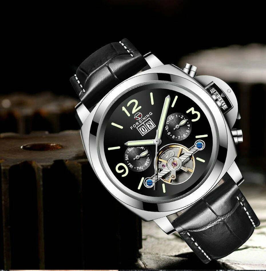 Title 3, Heren dubbelzijdig skeleton horloge, lichtgeven...