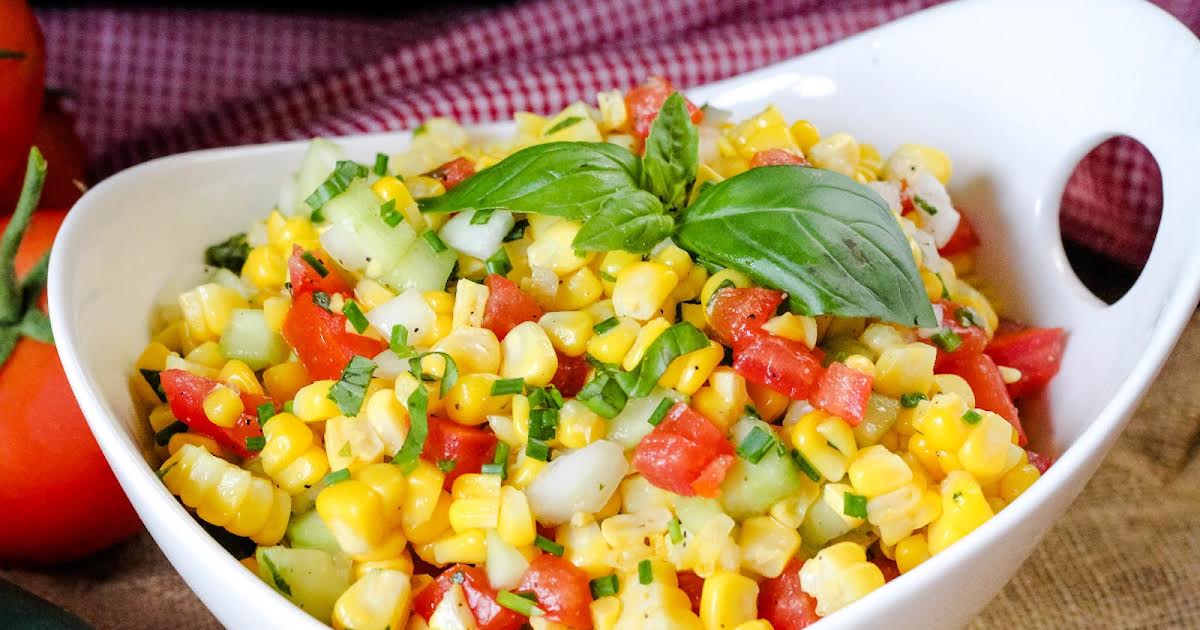 Basil, Corn, Tomato Salad | Just A Pinch