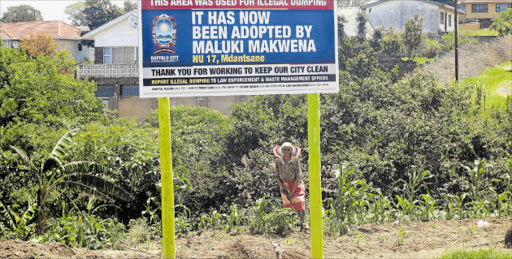 POTTED PARADISE: Elderly residents of Mdantsane, Keke Ntozini and Makwena Maluke (pictured) have rolled up their sleeves to promote food security and a clean community by growing vegetables on municipal land previously used as dumping sites Picture: MBALI TANANA