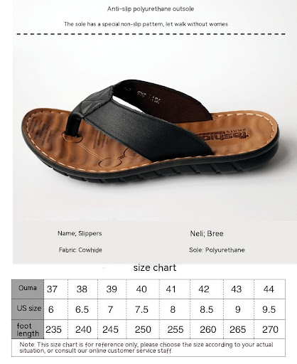 Title 1, Summer New Cowhide Mens Flip Flops Sandals, Co...