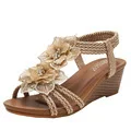 Sandali da Vacanza Retro con Fiori da Donna Taglie Forti Scarpe Estive Comode ed Eleganti Perfette per la Spiaggia e le Vacanze