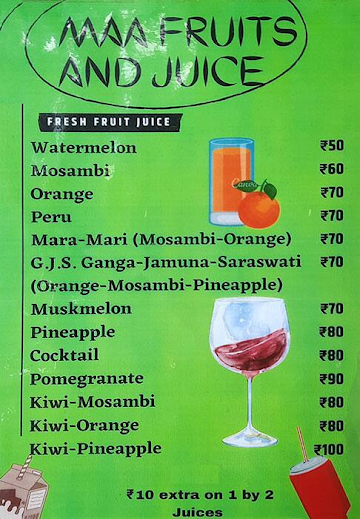 Maa Fruits And Juice Shop menu 