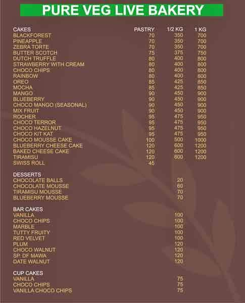 Crosta The Cake Boutique menu 