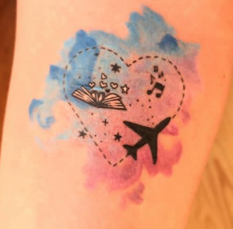 Watercolor Traveling Heart Acceptable Tattoos Idea Women