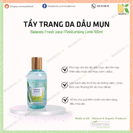 Tẩy Trang Bielenda Fresh Juice Làm Sạch & Sáng Da Cho Da Mụn/ Da Dầu