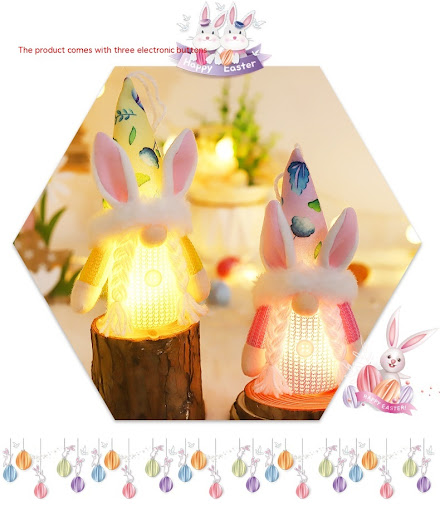 Title 2, Easter Light-up Rabbit Ears Faceless Old Doll C...