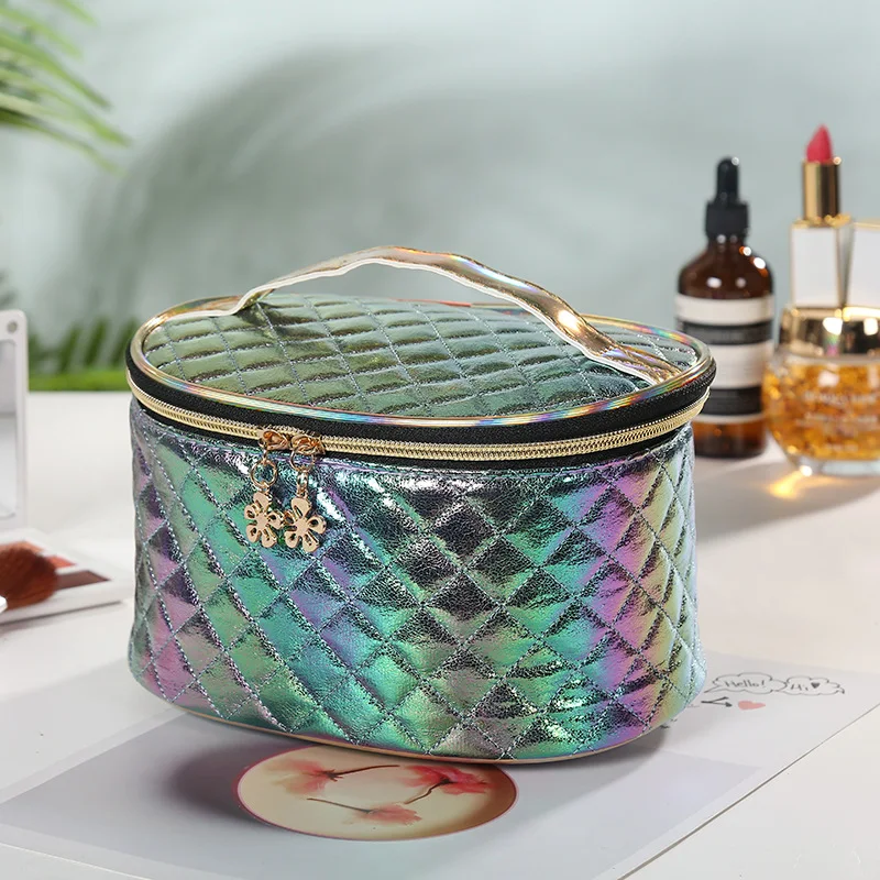 Large Capacity PU Cosmetic Bag Travel Fashion Waterproof Portable Storage. Stylishly store and protect your cosmetics. P