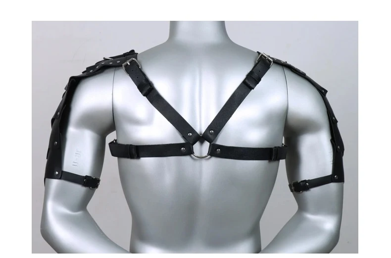 Armadura de hombro con corset ajustable de cuero artificial medieval renacentista para hombre, con hebillas y mallas.