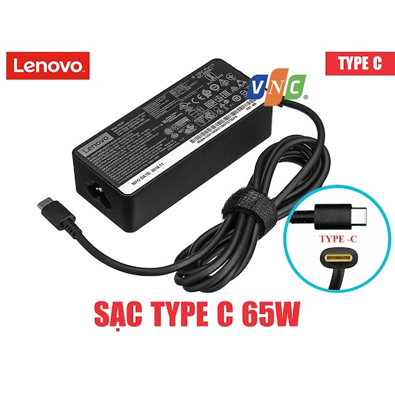 Sạc Laptop Lenovo Type C 20V - 3.25A 65W (Chân Usb - C) Thay Cho Thinkpad T480 T490 E490 T580 L380 L390 E15 E14 Yoga