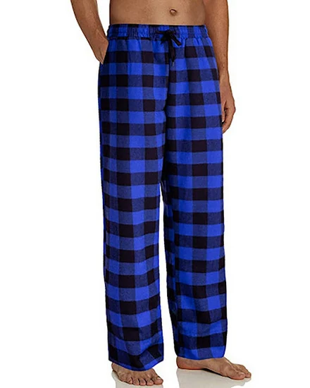 Men'S Nightwear Mens Pajamas Plaid Long Pant With Pockets... - 0