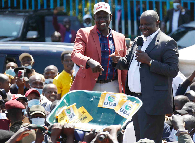 Deputy President William Ruto and CCM leader Isaac Rutto in Bomet on January 15, 2021.