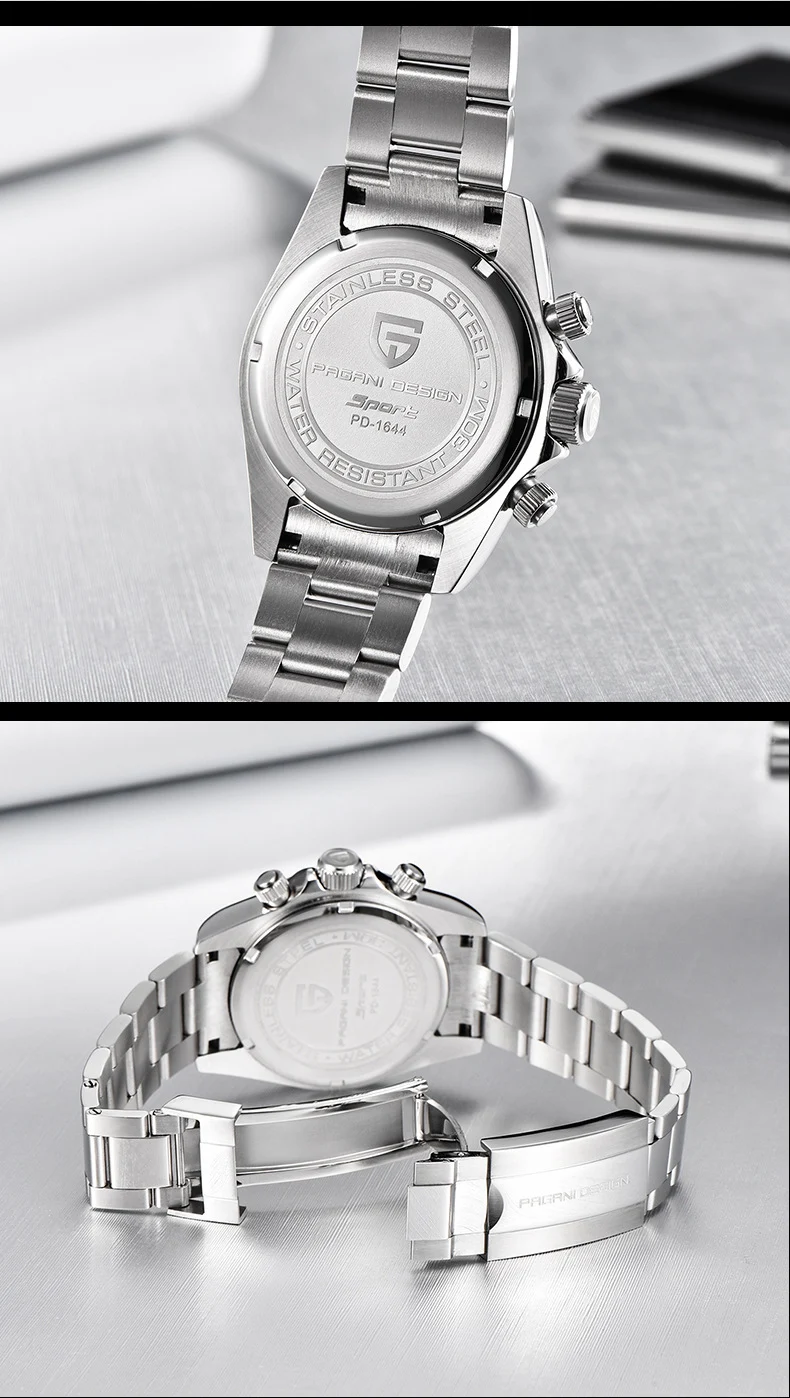 Title 5, Montre quartz homme multifonction en acier inox...