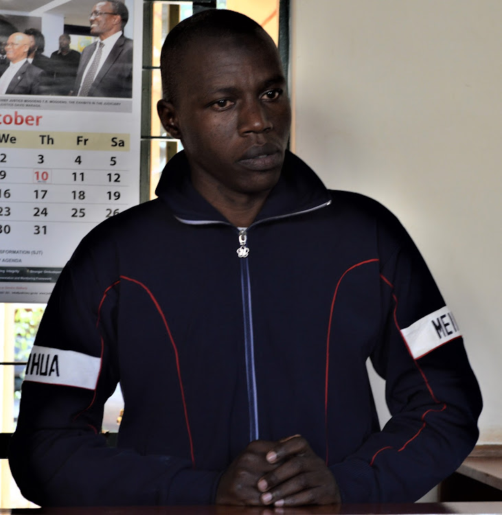 Mustaffa Idd in an Eldoret court on Monday. He is accused of killing a college student.