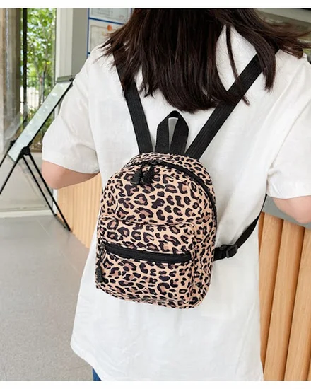 Fashion Women Mini School Backpack Zebra Leopard Textured... - 2