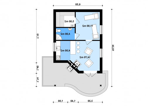 G196 - Budynek rekreacyjny z sauną - Rzut parteru