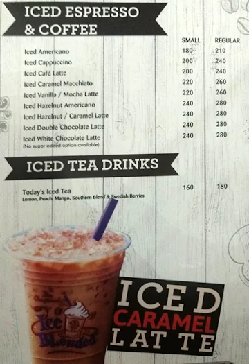 The Coffee Bean & Tea Leaf menu 