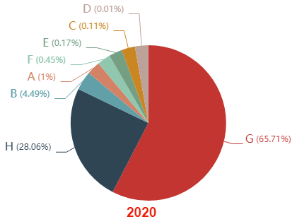 Amazon patent portfolio by CPC class in 2020