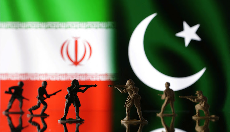 Miniature soldiers are seen in front of Iranian and Pakistani flags in this illustration taken on January 18 2024. Picture: REUTERS/Dado Ruvic