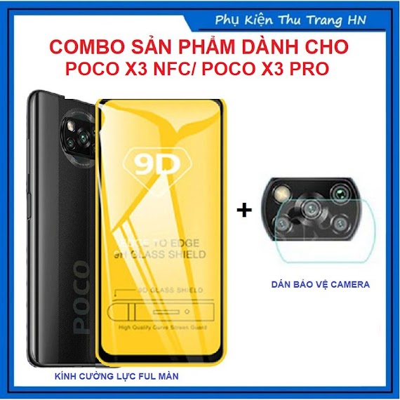 Combo Poco X4 Gt Poco X3 Nfc/ Poco X3 Pro Kính Cường Lực Full Màn Hình + Dán Bảo Vệ Camera Chống Xước Chống Bụi Bẩn