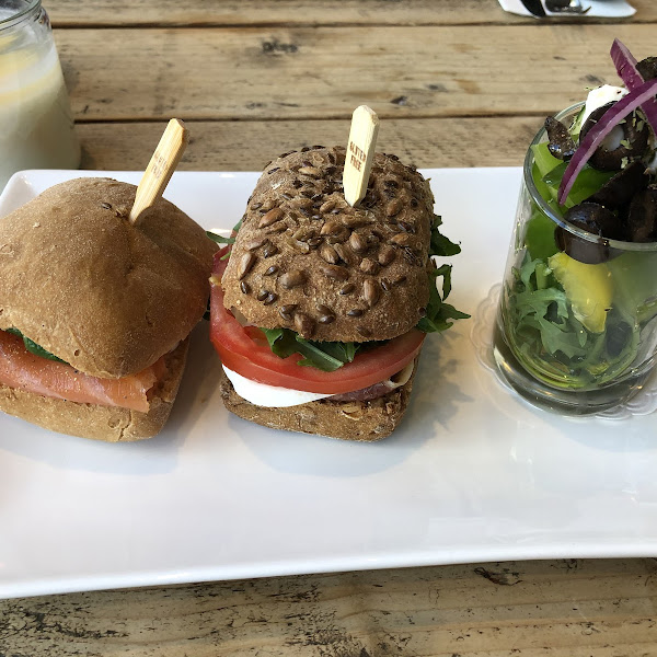 The salmon sandwich, capers sandwich and greek salad. All gf! Salmon was a fave!