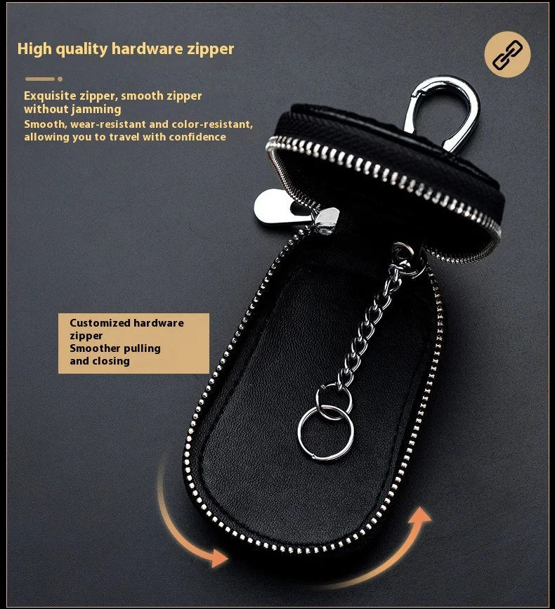 Title 16, Cowhide Car Key Case Men and Women Genuine Leat...