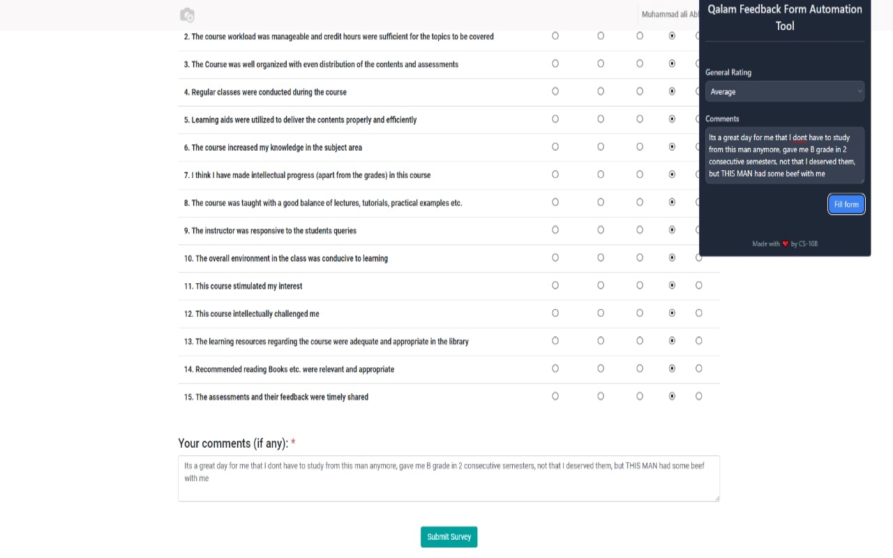 QALAM Feedback Form Automation Tool Preview image 3