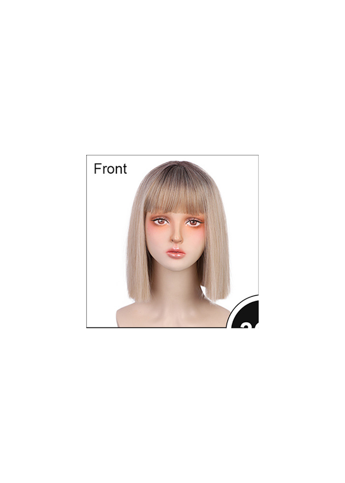 Peluca con cabello liso de color de moda, fibra sintética, imitación de cuero cabelludo para un look natural y cómodo.