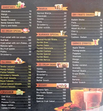 Zafran menu 