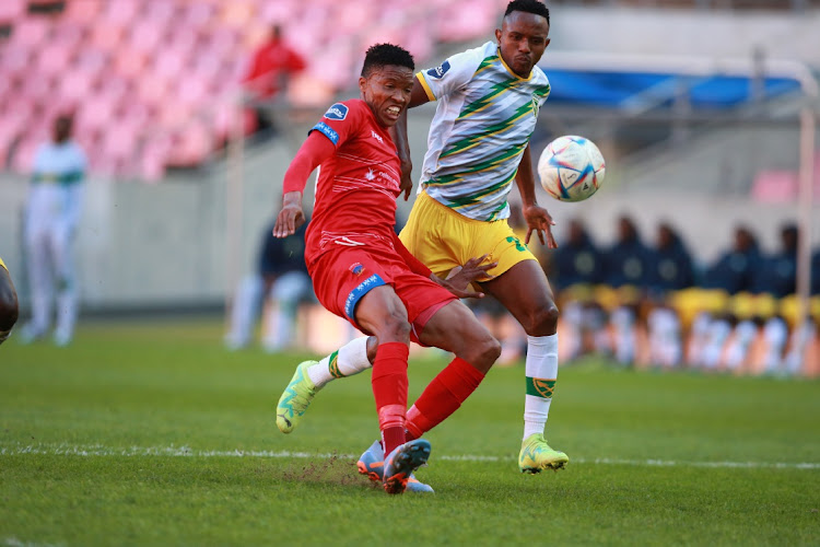 Elmo Kambindu of Chippa United during the DStv Premiership match against Golden Arrows at Nelson Mandela Bay Stadium on May 20, 2023 in Gqeberha