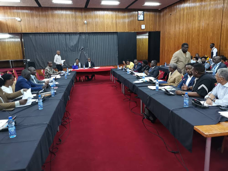 Uganda Animal Feeds Manufacturers Association (UAFMA) members meeting the Parliamentary Committee on Trade, Tourism and Industry.