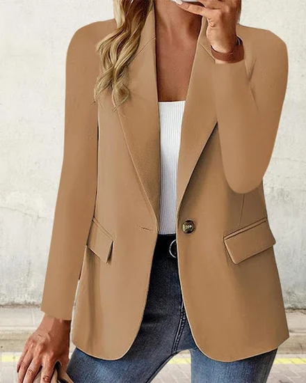 Women Suit Coat Single Button Straight Anti-wrinkle Long ... - 0