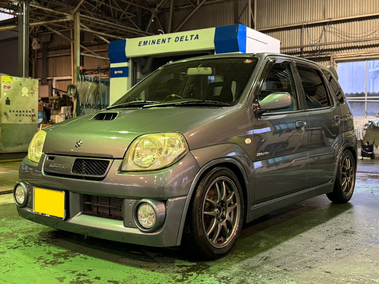 Keiワークスのちょうど良い車高・車高調取付完了・シュピーゲル Keiワークスのちょうど良い車高・車高調取付完了・シュピーゲル