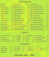 Anna Dosa Gruha menu 1