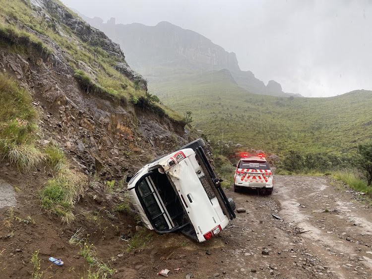 The accident scene at Sani Pass on Monday