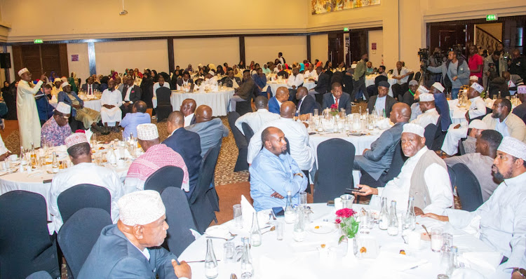 The Muslim community during an Iftar dinner held at Nairobi on April 18, 2023.