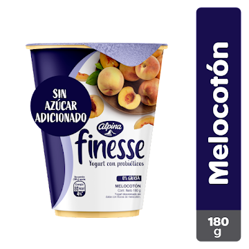 Yogurt Alpina Finesse Melocoton Sin Azucar x 180 gr  